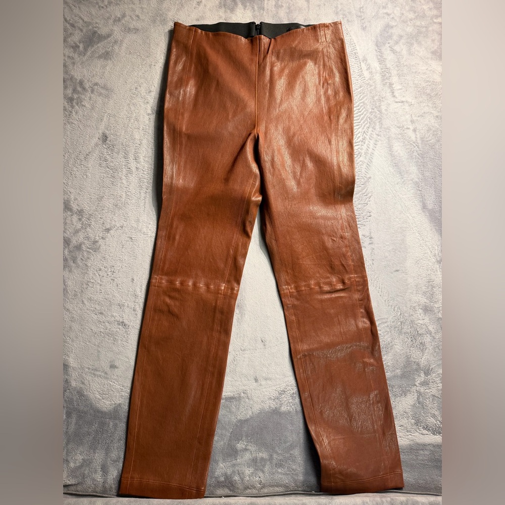 rag & bone Brown Leather Straight-Leg Pants